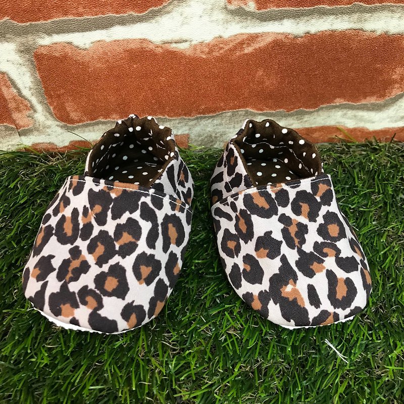 豹紋學步鞋 - 嬰兒鞋/學步鞋 - 棉．麻 咖啡色