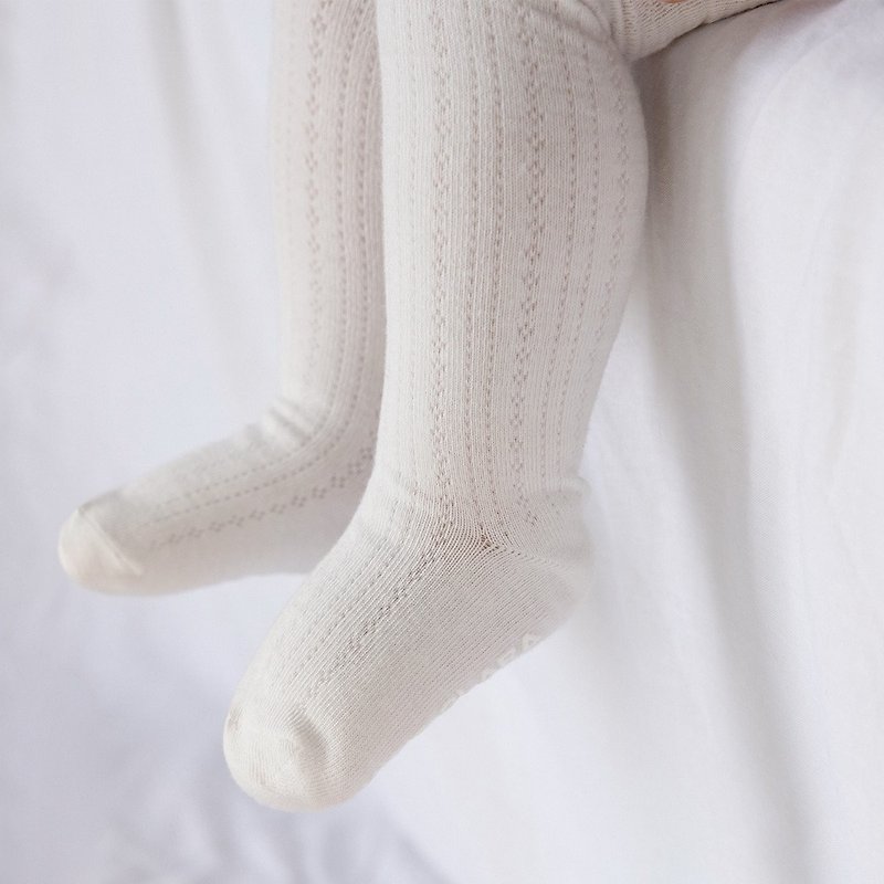 Happy Prince Freya pure white baby tights - Baby Socks - Cotton & Hemp White