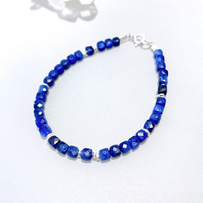 Ops Kyanite blue  power lucky gift silver gemstone bracelet - สร้อยข้อมือ - โลหะ สีน้ำเงิน