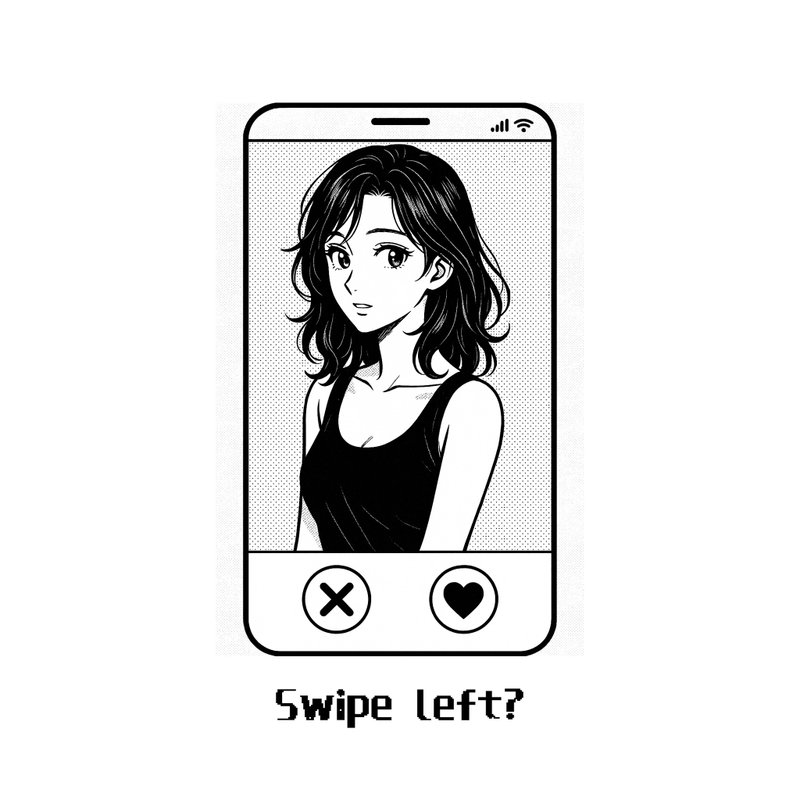 白色T恤 短袖 插圖 送禮 幽默 搞笑禮物 Swipe left? - 女 T 恤 - 棉．麻 