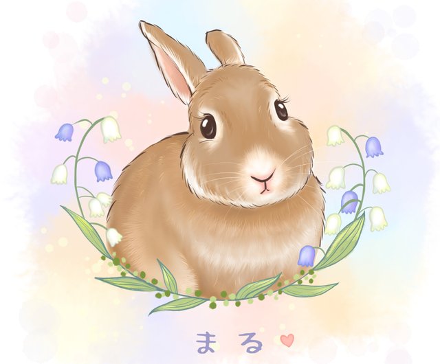オーダーメイドペット似顔絵+お花フレームデザイン】ペット|犬