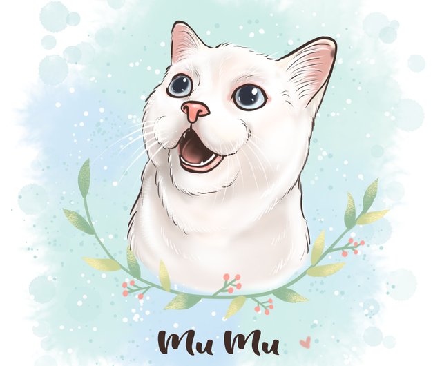 オーダーメイドペット似顔絵+お花フレームデザイン】ペット|犬