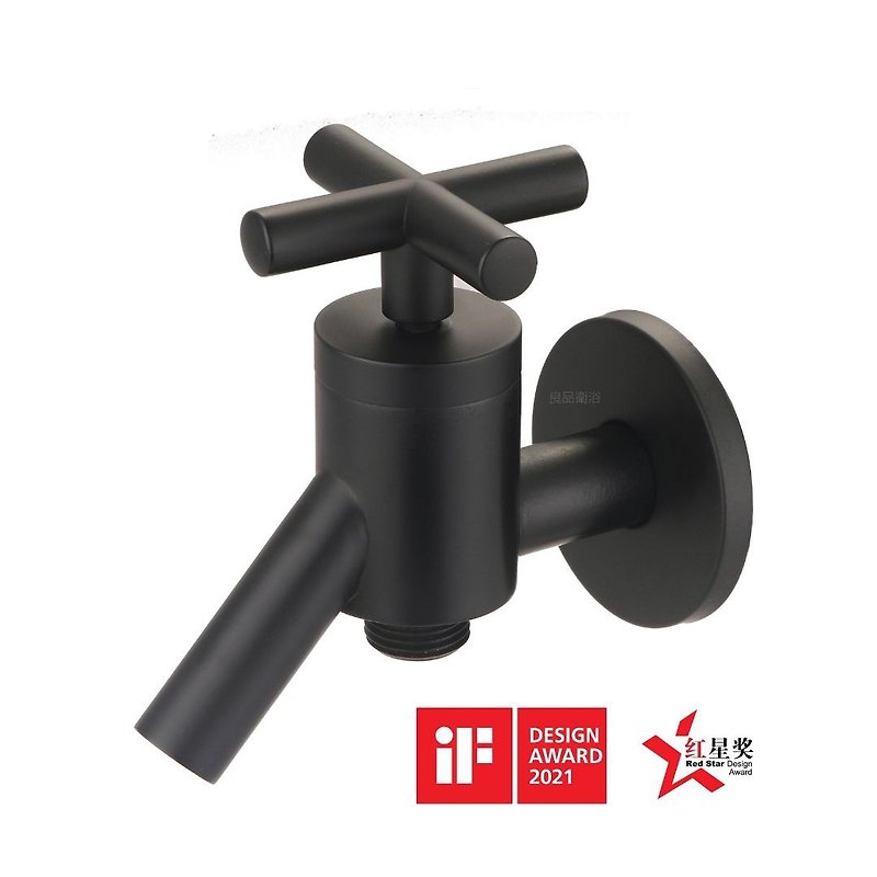 [Beautiful Sanitary Ware] Cross Double Outlet Water Faucet (Black) 34-114 German iF Design Award - อุปกรณ์ห้องน้ำ - ทองแดงทองเหลือง สีดำ