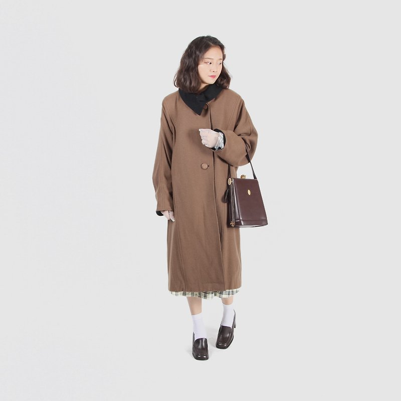 [Egg plant ancient] five zero wind Huamao ancient coat - Women's Casual & Functional Jackets - Wool Brown