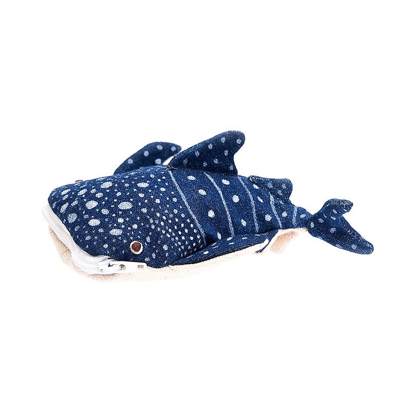 Harbor fish handmade small whale shark pencil case-Ocean series - กล่องดินสอ/ถุงดินสอ - วัสดุอื่นๆ สีน้ำเงิน