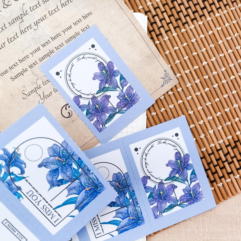 EF022  / 菖蒲百合便籤  Blue Purple Lily Note Paper - 便條紙/便利貼 - 紙 多色