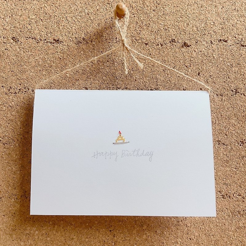 生日小蛋糕 手工縫製卡片 - 卡片/明信片 - 繡線 白色