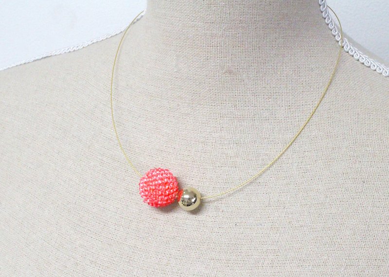 Squeeze ball necklace 1 (Gold) - Necklaces - Silk Red