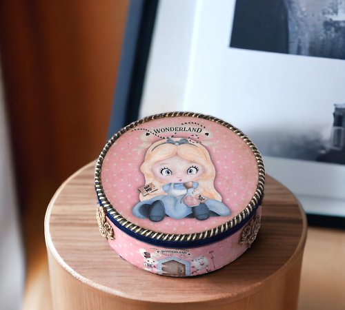 HelenRomanenko Gift for Kid Alice in Wonderland Wooden Jewelry box