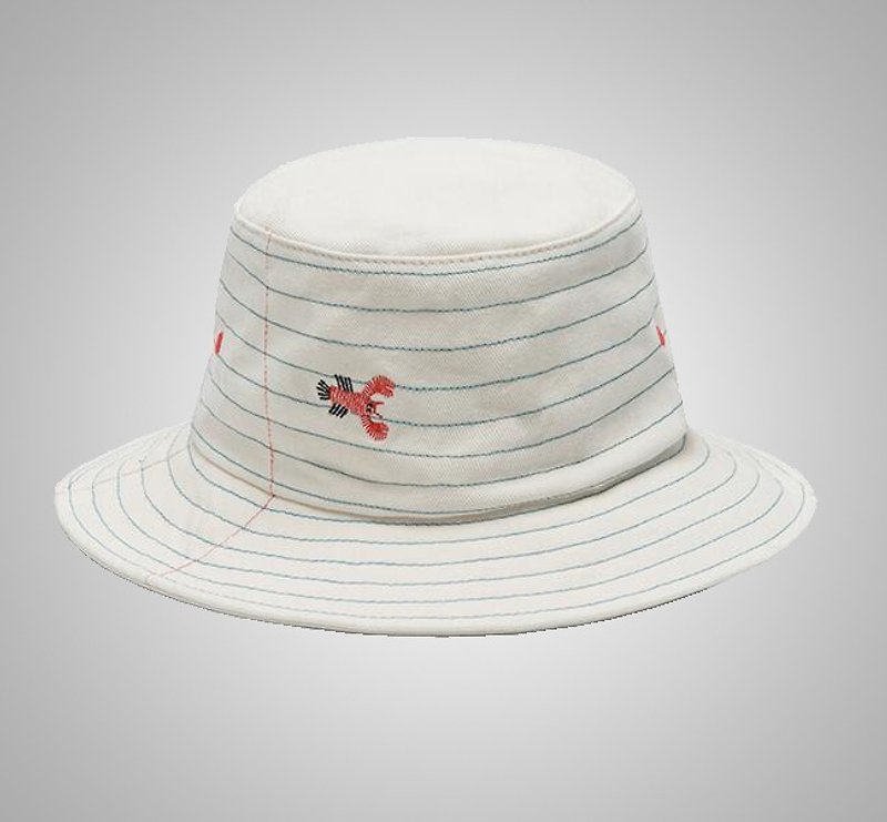 YIZISTORE新款海系列牛仔刺繡漁夫帽盆帽個性遮陽帽情侶帽-小龍蝦 - 帽子 - 紙 白色