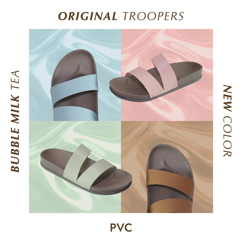 รองเท้า Urban Trooper รุ่น Original Troopers 'PVC' Leather พื้นน้ำตาล - รองเท้าแตะ - หนังเทียม 