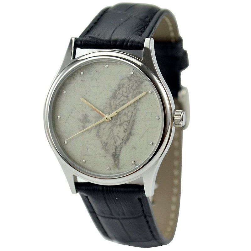 古地圖手錶 (台灣2) 全球免運 - 男錶/中性錶 - 不鏽鋼 灰色