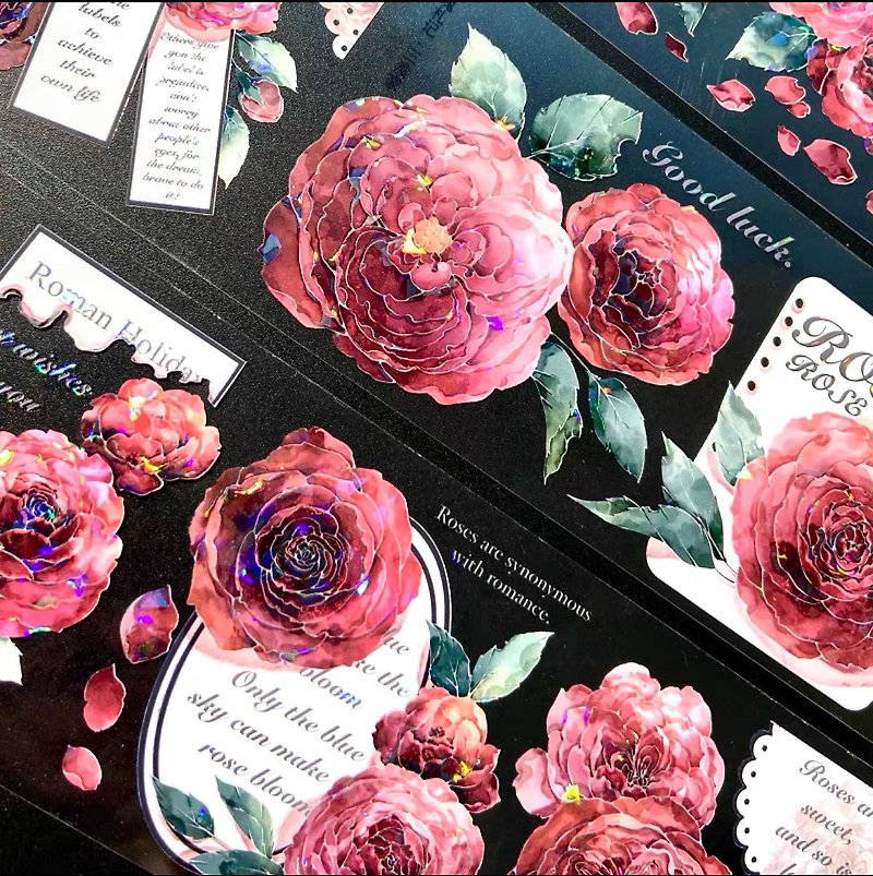 Rose Notes PET Washi Tape Shell Light - มาสกิ้งเทป - วัสดุอื่นๆ หลากหลายสี
