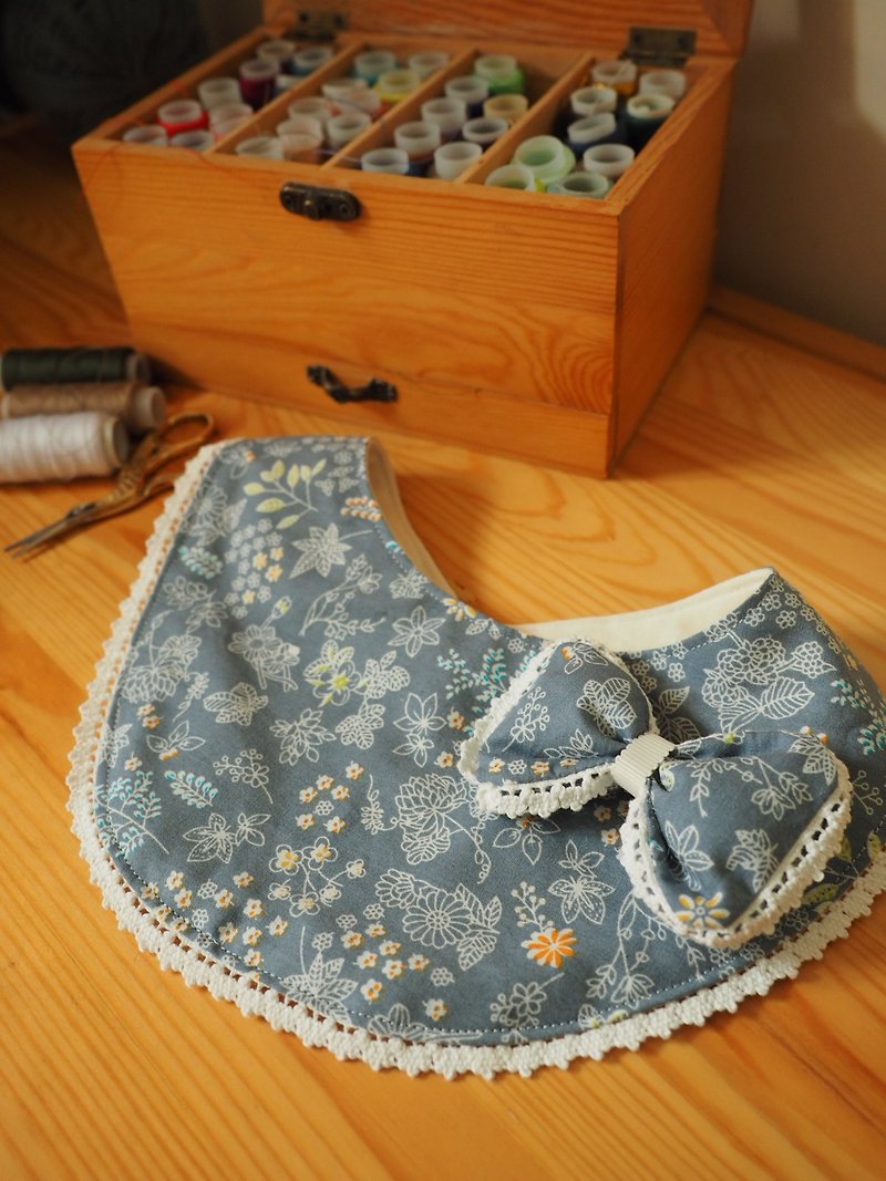 Handmade Baby kid Bib Elastic headband and hair clip gift set - Baby Gift Sets - Cotton & Hemp Blue