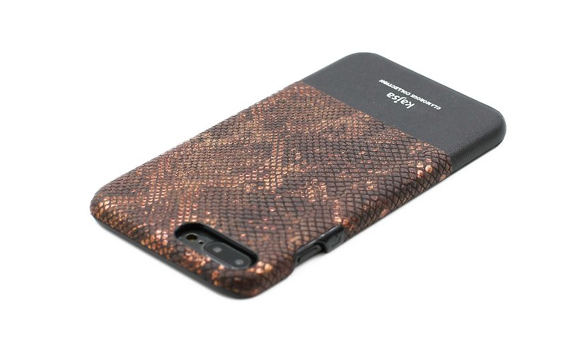 真皮 手機殼/手機套 咖啡色 - 蛇紋系列單蓋手機保護殼 咖啡