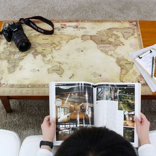 インディゴ世界地図ポスター（シングル）-01アンティークバージョン、IDG70336