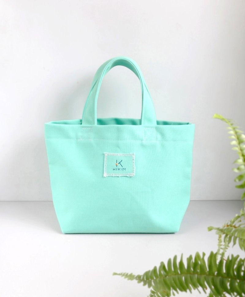 【薄荷綠】手提袋 (客製26英文字) / 環保袋 便當袋 - 手袋/手提袋 - 棉．麻 綠色