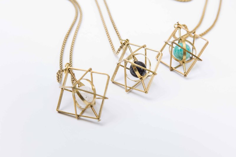 Octahedron interplanetary space necklace - Necklaces - Copper & Brass 