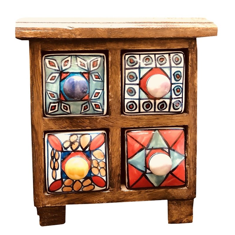 Wooden cabinet series Walnut four drawers - กล่องเก็บของ - เครื่องลายคราม 