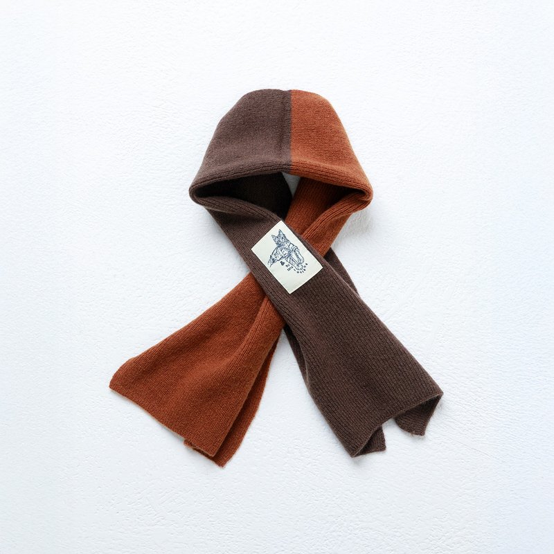 霜色羊毛拼接柔織圍巾 - 圍巾/披肩 - 羊毛 咖啡色