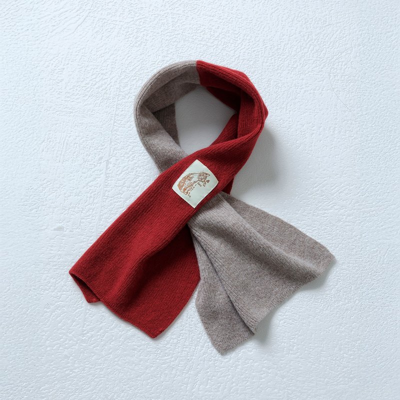 霜色羊毛拼接柔織圍巾 - 圍巾/披肩 - 羊毛 咖啡色