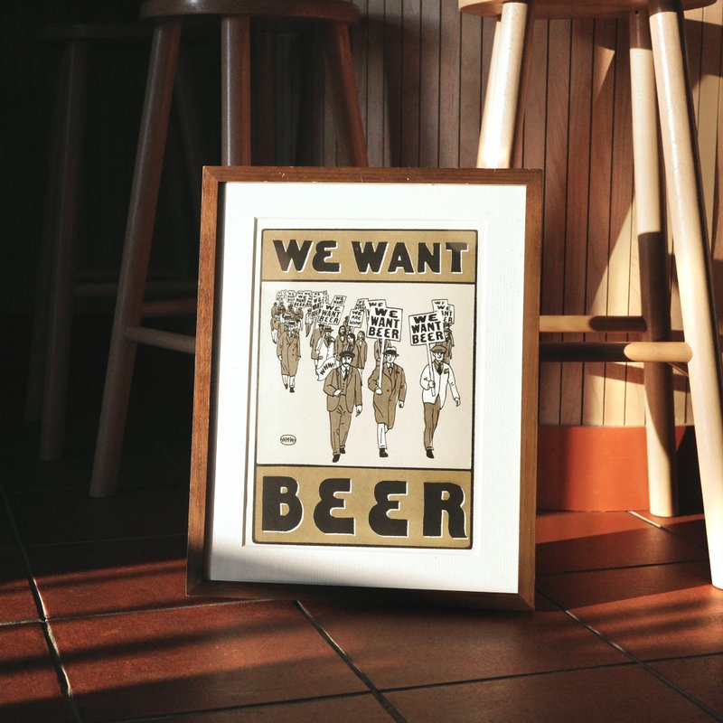 WE WANT BEER A3ポスター BLACK - 海報/掛畫/掛布 - 紙 粉紅色