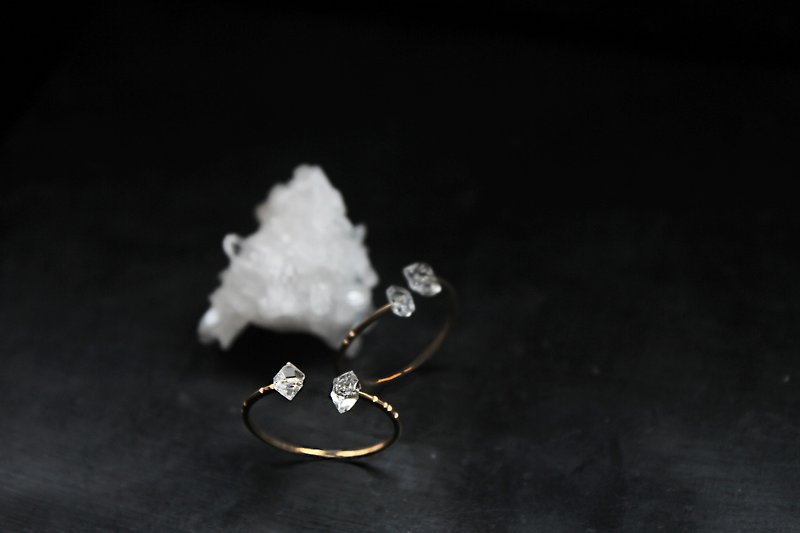 澈 | Herkimer Diamond赫基蒙裸感可調式尾戒 - 戒指 - 水晶 透明