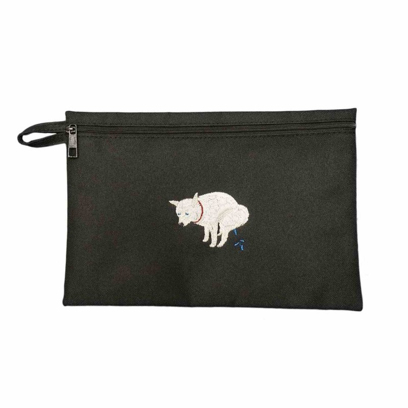 【PEGION】SHIBA-INU POOPING POUCH - 白柴 - Toiletry Bags & Pouches - Other Materials Black