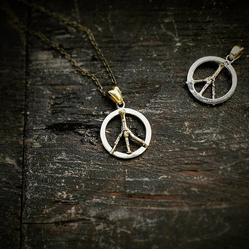 Peace mark Peace mark pendant Silver pendant - Necklaces - Other Metals Silver