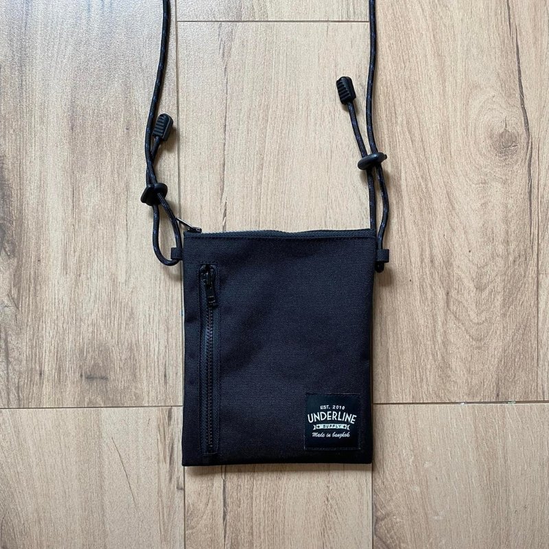 Reform Black Small Sacoche Bag with Strap/ Card Holder / Phone Bag / Pouch - กระเป๋าแมสเซนเจอร์ - เส้นใยสังเคราะห์ สีดำ