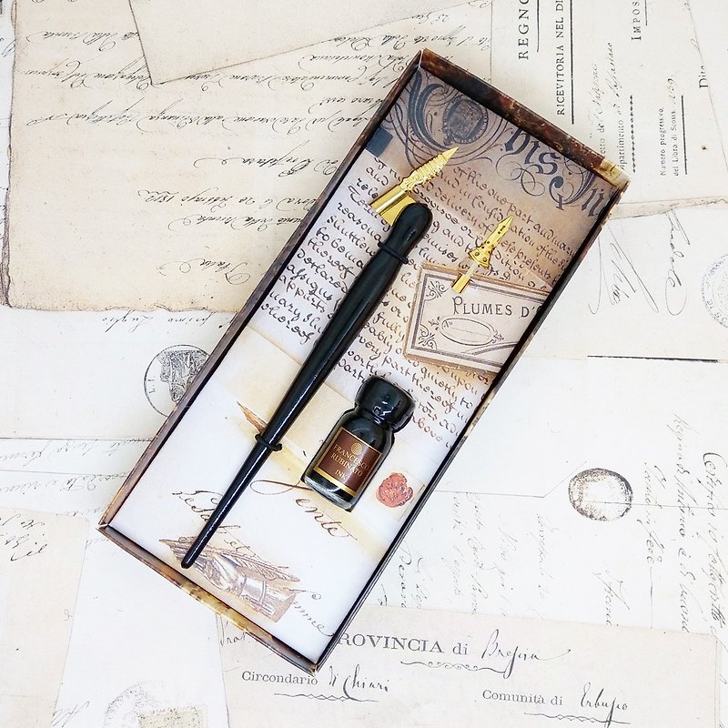7805 Italian luxury and practical dip pen gift box | Francesco Rubinato - Dip Pens - Wood Black