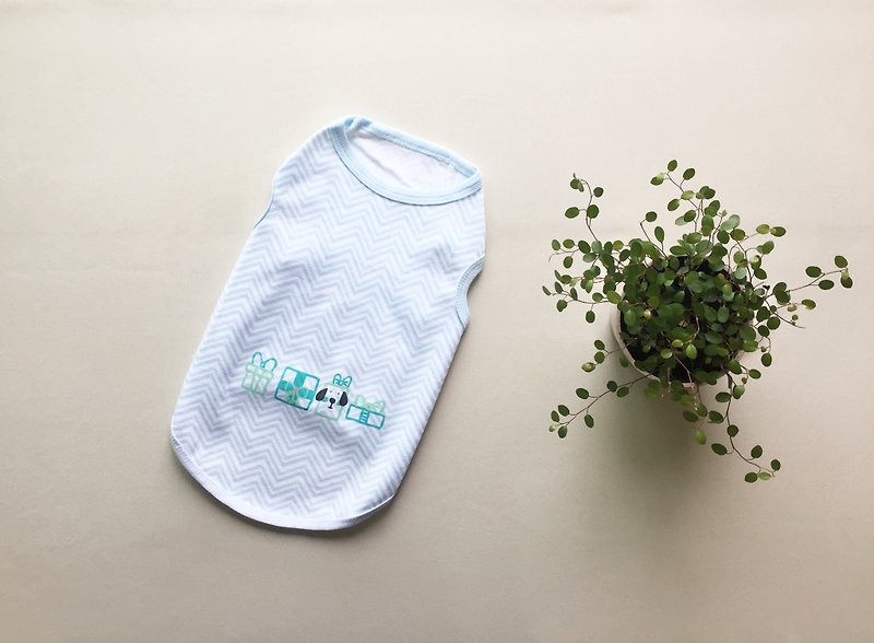 [Baby gift] blue wave vest pet clothes - Clothing & Accessories - Cotton & Hemp Blue
