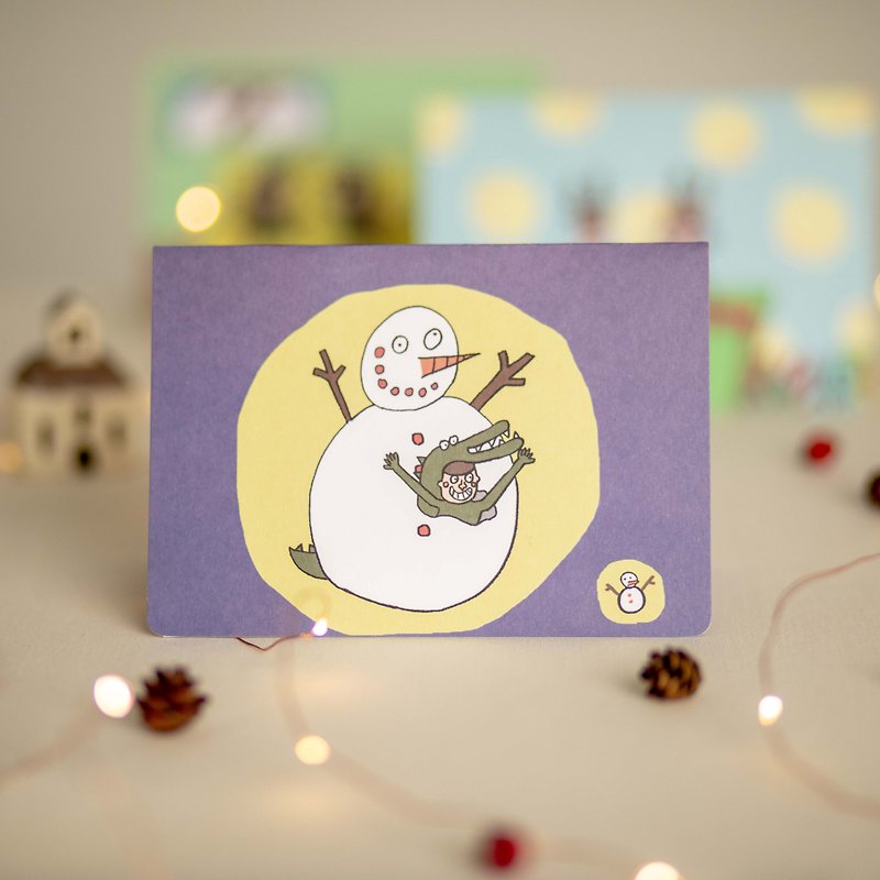 雪だるまの中に隠れて/折り畳みクリスマスカード - カード・はがき - 紙 