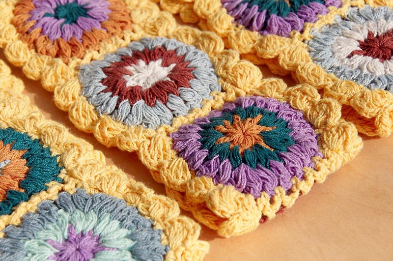 バレンタインデーのギフト手作りの綿編みヘッドバンド織りカラフルなヘッドバンド-明るい黄色の森のかぎ針編みの花 - ヘアアクセサリー - コットン・麻 多色