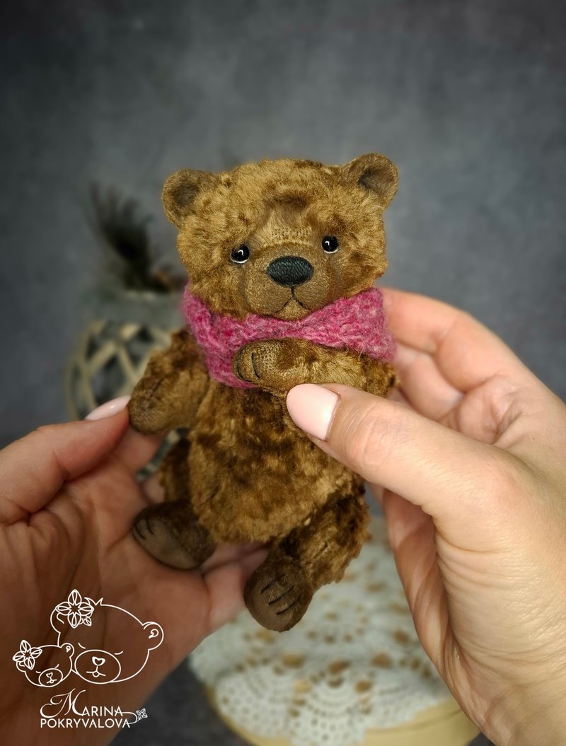 Artist teddy bear. Handmade bear toy. Brown plush bear. - ตุ๊กตา - วัสดุอื่นๆ สีนำ้ตาล