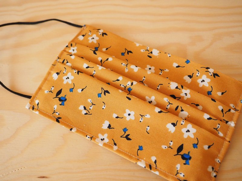 手作りの環境に優しい洗濯可能な黄色底綿の花のマスクは、フィルターカートリッジまたは使い捨てマスクで使用できます - マスク・コスプレマスク - コットン・麻 オレンジ