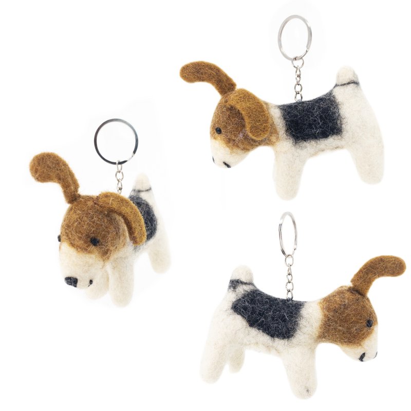 Wool felt keychain - Jack Russell Terrier - ที่ห้อยกุญแจ - ขนแกะ 