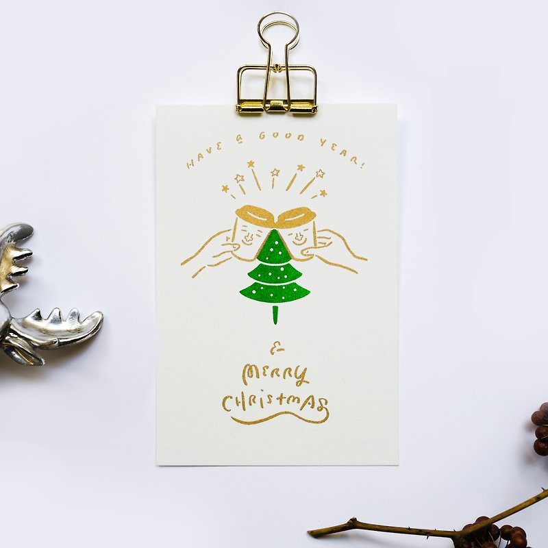 WHOSMiNGクリスマスカード-コーヒーチアーズ - カード・はがき - 紙 ホワイト