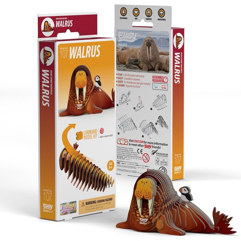 EUGY 3D Cardboard Kit Set Model - 107 Walrus - เกมปริศนา - กระดาษ สีนำ้ตาล