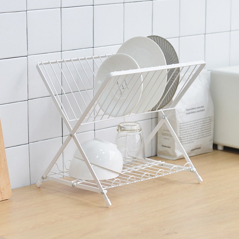 Japan Peace FREIZ Blance Folding Dish Dish Rack - Storage - Other Metals White