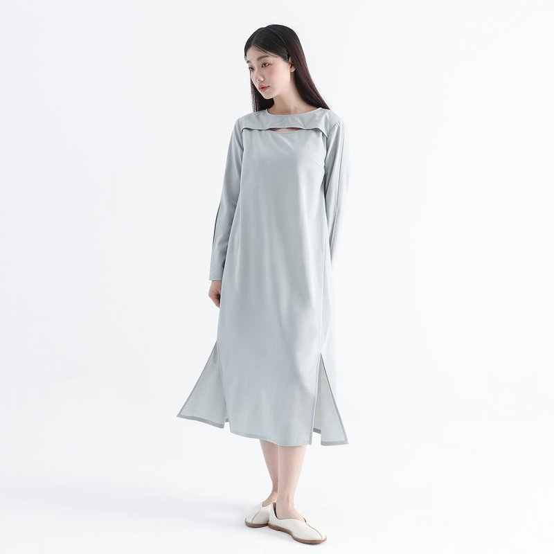 Xianyue_24AF104_Crescent Moon Hollow Dress_Green - One Piece Dresses - Polyester Green