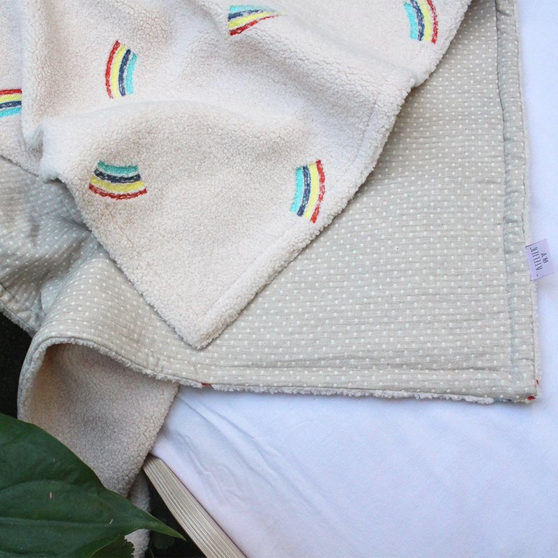 Made in korea rainbow 刺繡 baby blanket (new born baby gift) 新生兒 出産祝い, 布  ブラン 毛毯, - 嬰兒床/床圍/寢具 - 棉．麻 多色