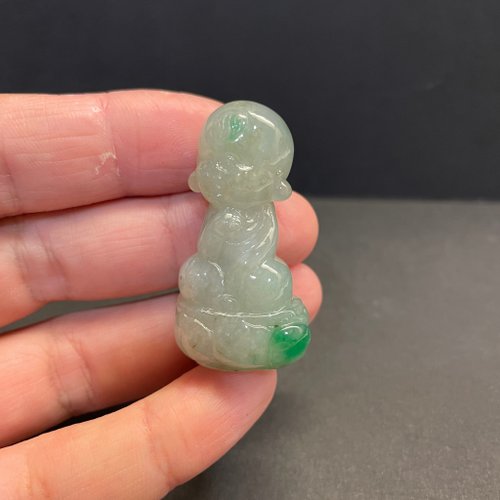 元元圓滾滾 水晶手鍊 瀚玉珠寶 天然A貨翡翠 可愛小沙彌 人物翡翠小擺件 和尚 沙彌 天