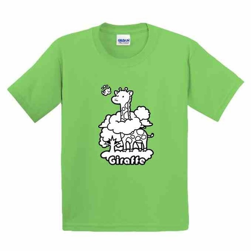 Painted T-shirts | Giraffe | US cotton T-shirt | Kids | Family fitted | Gifts | painted | green fruit - Other - Cotton & Hemp 