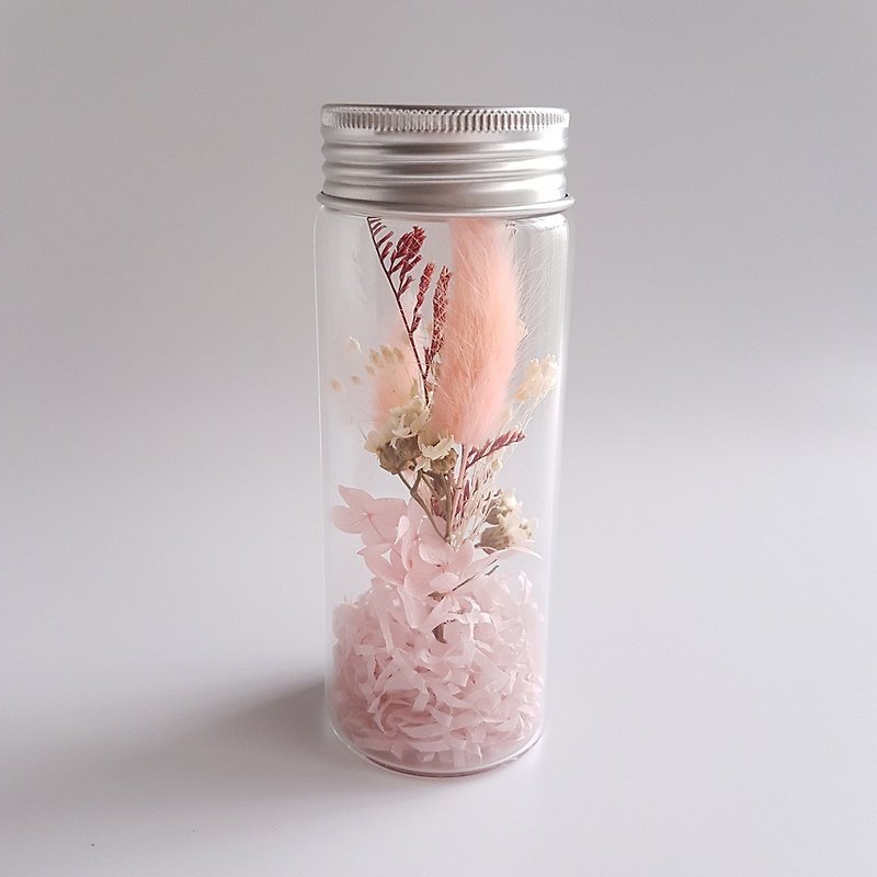 クリアガラスボトルドライフラワースモールボトルフラワー（ラージ）-ピンク - 置物 - 寄せ植え・花 ピンク