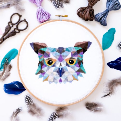 Velvet Pony Owl Cross Stitch PDF Pattern 十字繡