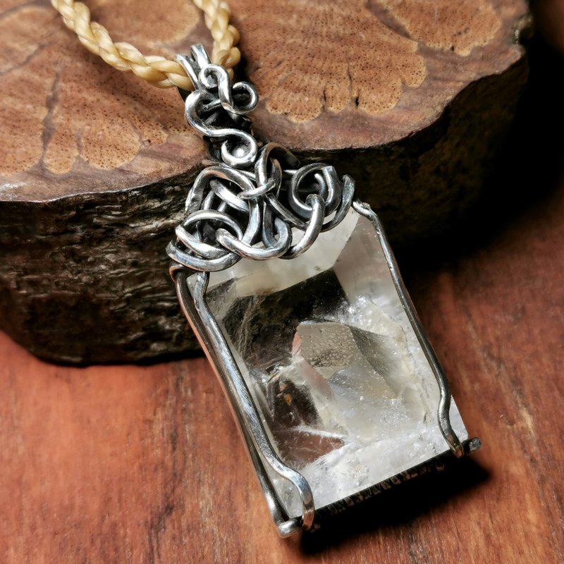 晶中晶純銀編設計墜/改24吋純銀項鍊 - 項鍊 - 水晶 白色