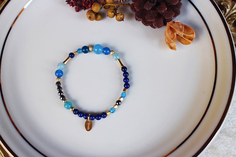 <Slow warm natural stone series>C1068 Blue Chalcedony Bracelet - Bracelets - Gemstone 