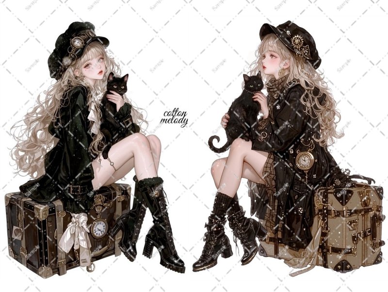 original sticker no.5653 人物ステッカー オリジナルステッカー 人物ステッカー 女の子ステッカー オリジナル人物ステッカー - 貼紙 - 紙 