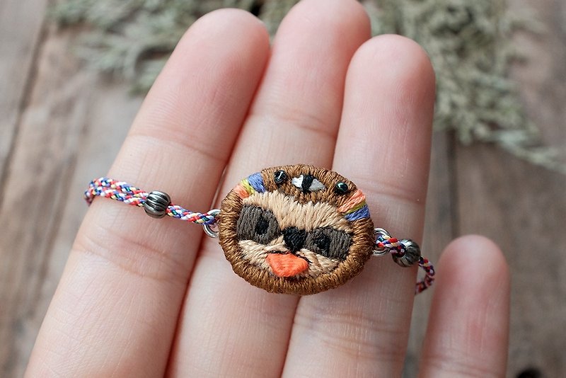 by.dorisliu Forest Guardian - Sloth Master Hand Embroidered Bracelet - Bracelets - Thread Multicolor